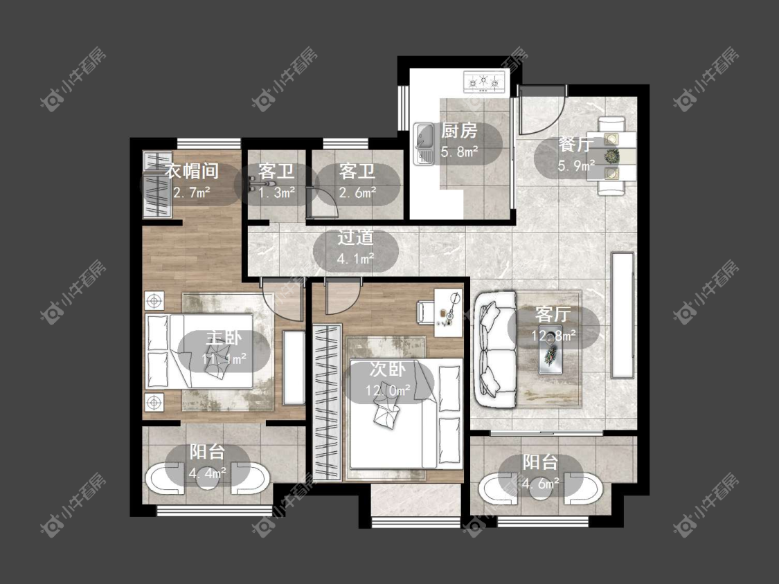 镇江荣城国际一期在售二手房源户型图_小牛看房