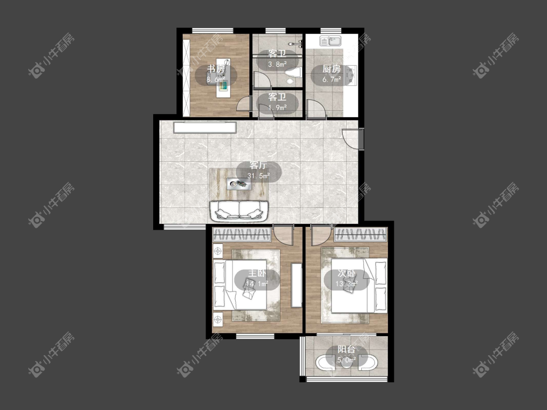 镇江华南园中园在售二手房源户型图_小牛看房