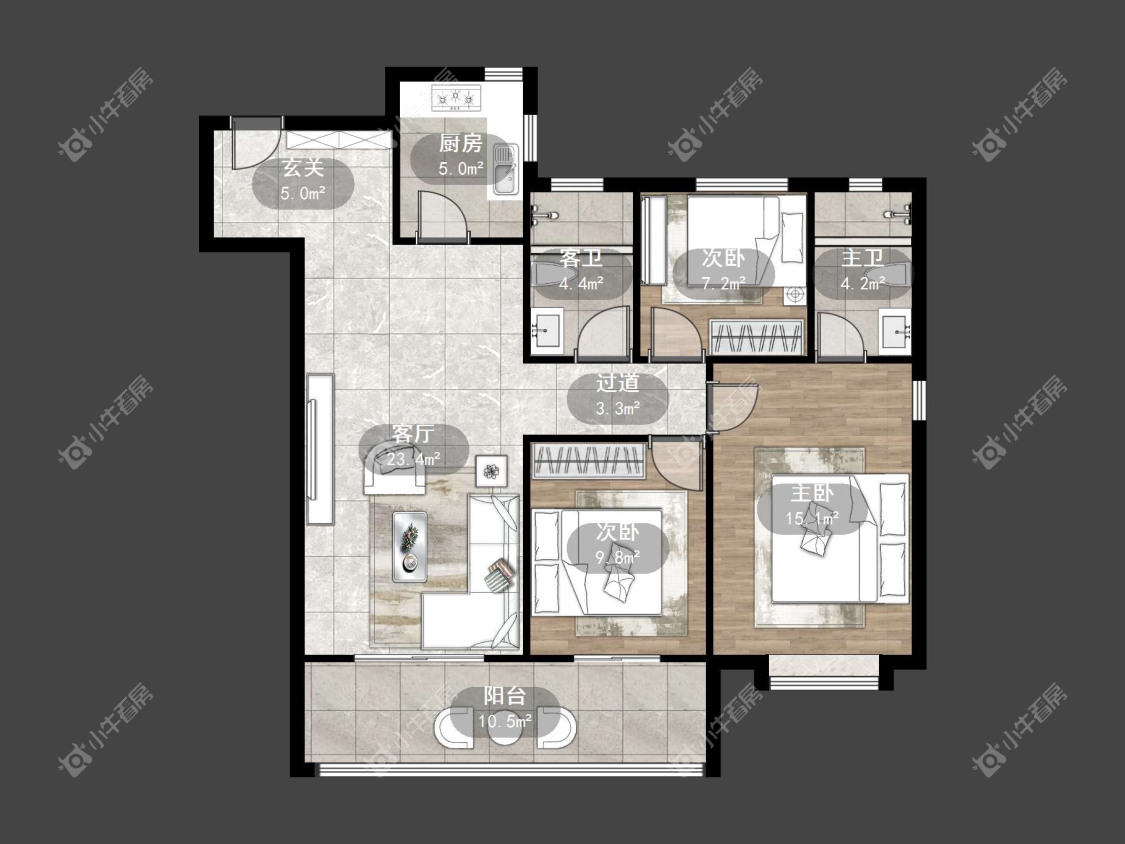 镇江融创华南映在售二手房源户型图_小牛看房