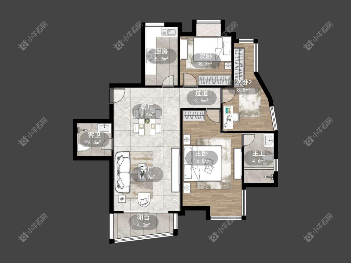 镇江金色家园在售二手房源户型图_小牛看房