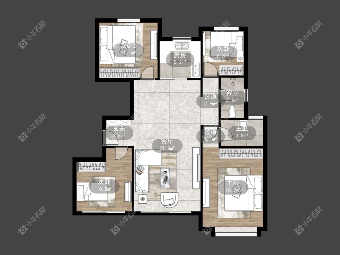 镇江中海时代都会在售二手房源户型图_小牛看房