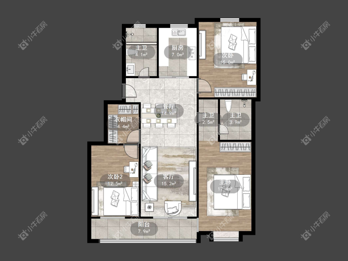 镇江紫荆花园在售二手房源户型图_小牛看房