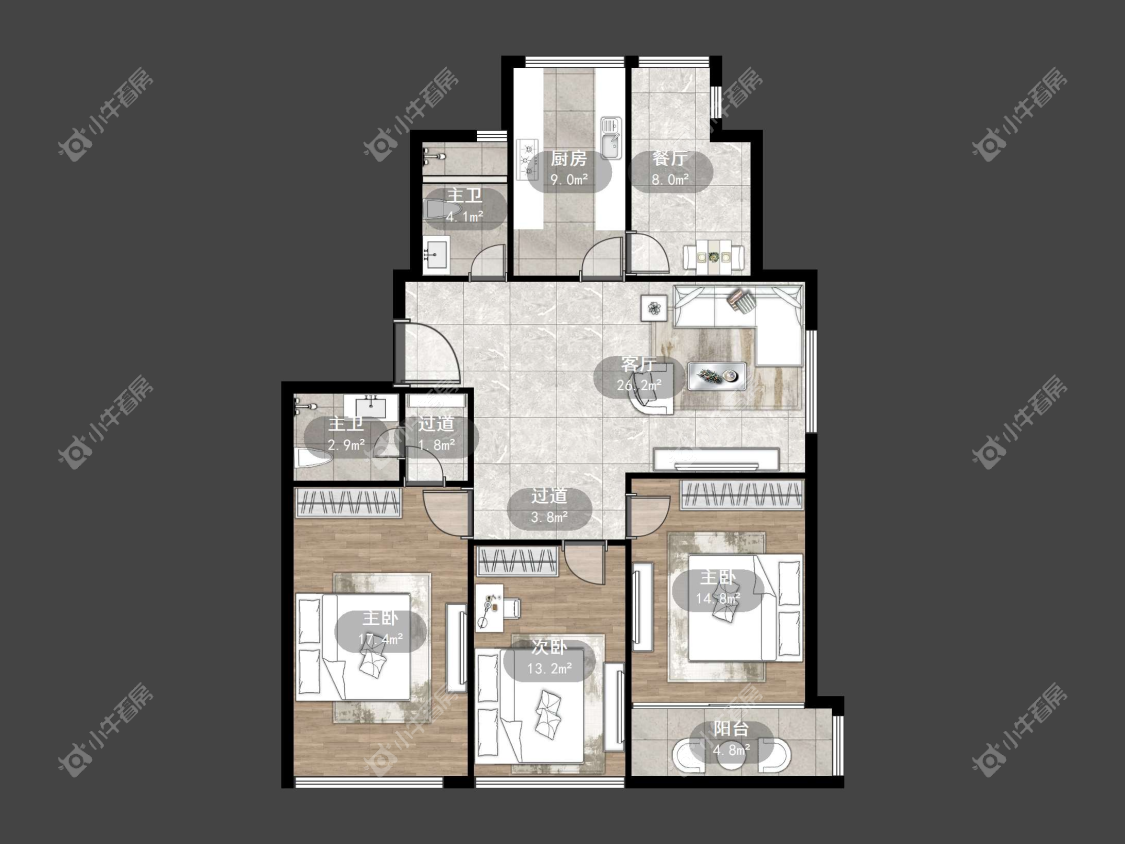 镇江四牌楼在售二手房源户型图_小牛看房