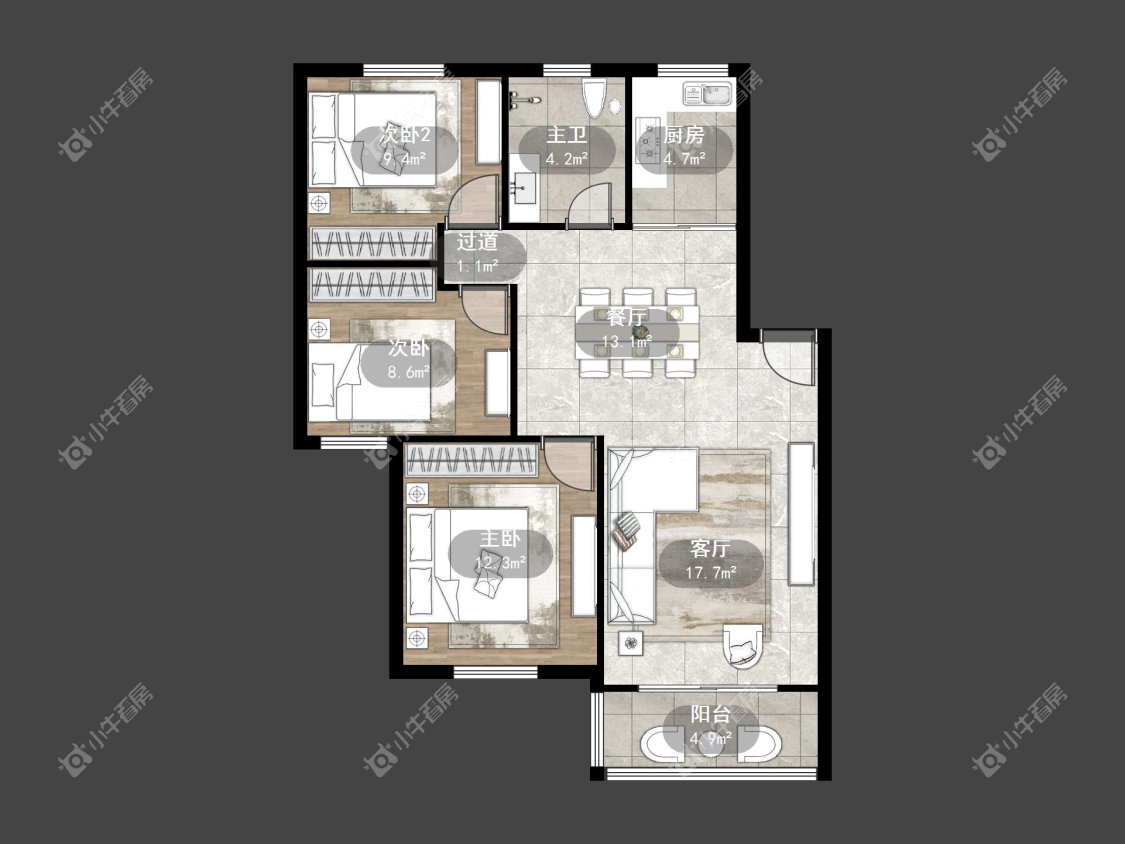 镇江华南新二村在售二手房源户型图_小牛看房