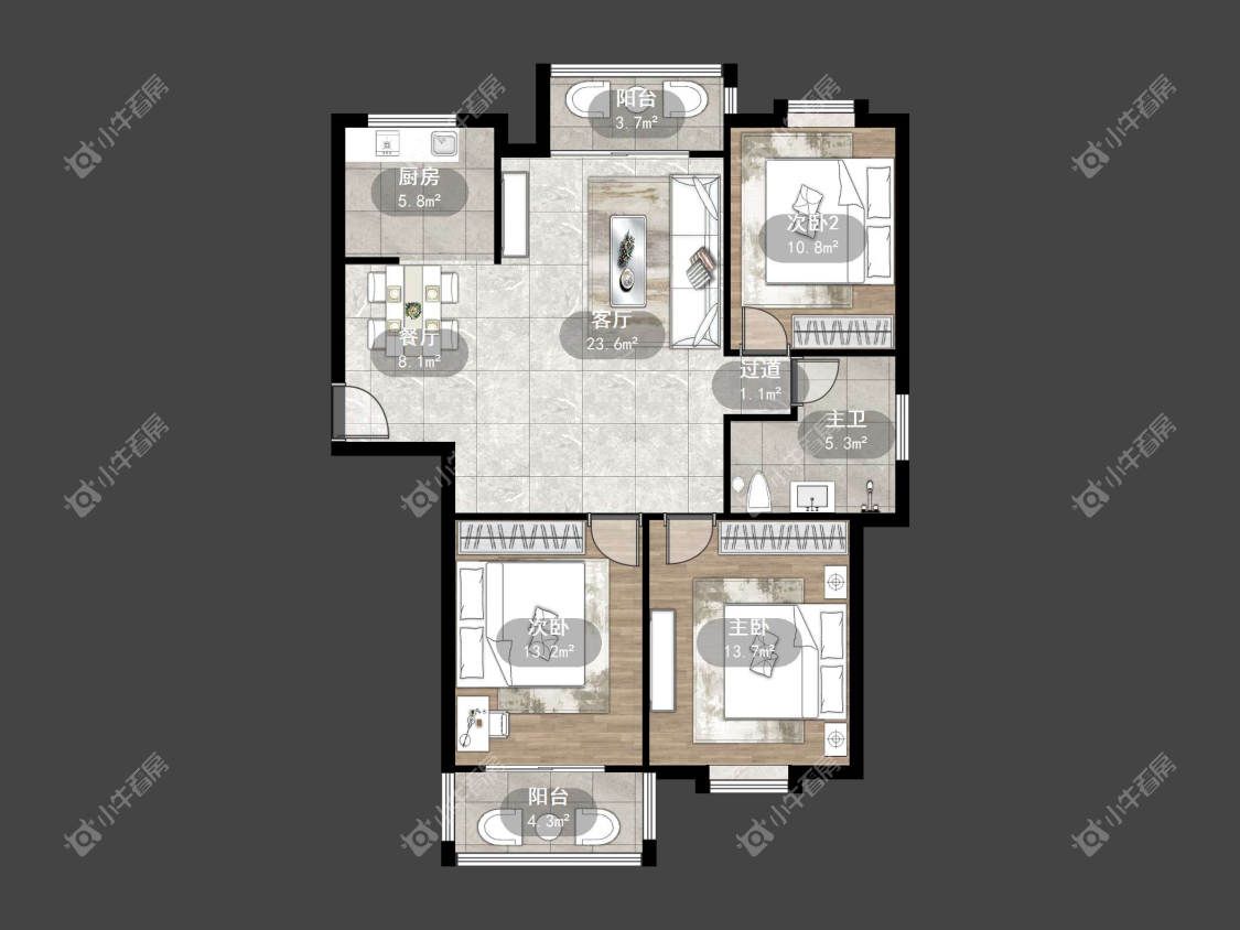 镇江河阳新城在售二手房源户型图_小牛看房