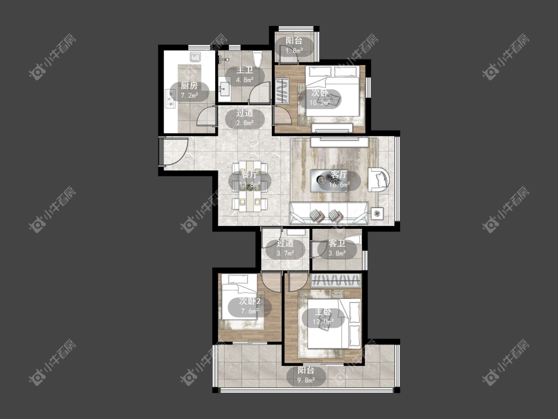 镇江天波城在售二手房源户型图_小牛看房