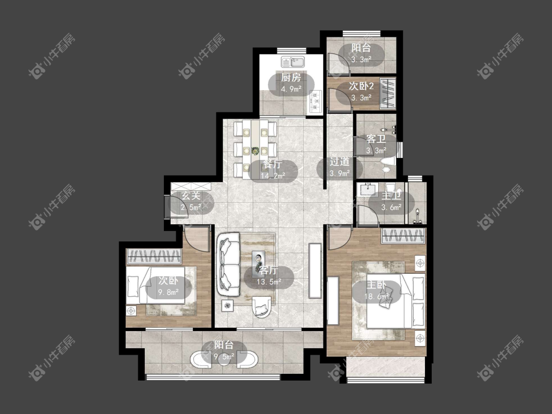 镇江中海时代都会在售二手房源户型图_小牛看房