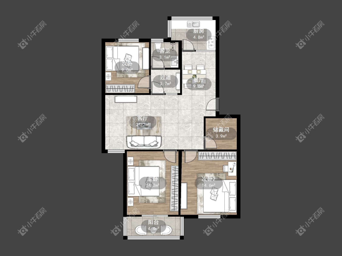 镇江大桥新村桂花苑在售二手房源户型图_小牛看房