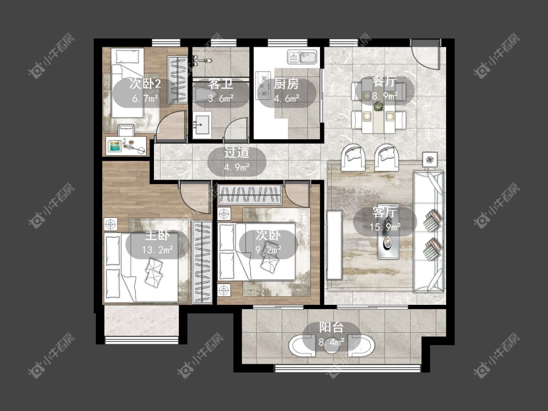 镇江中海时代都会在售二手房源户型图_小牛看房