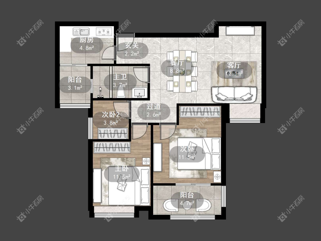镇江荣城国际一期在售二手房源户型图_小牛看房