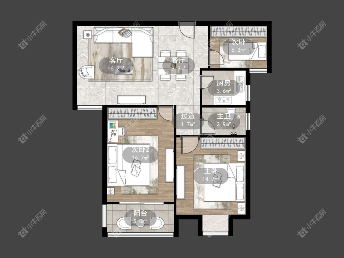 镇江南门花园在售二手房源户型图_小牛看房