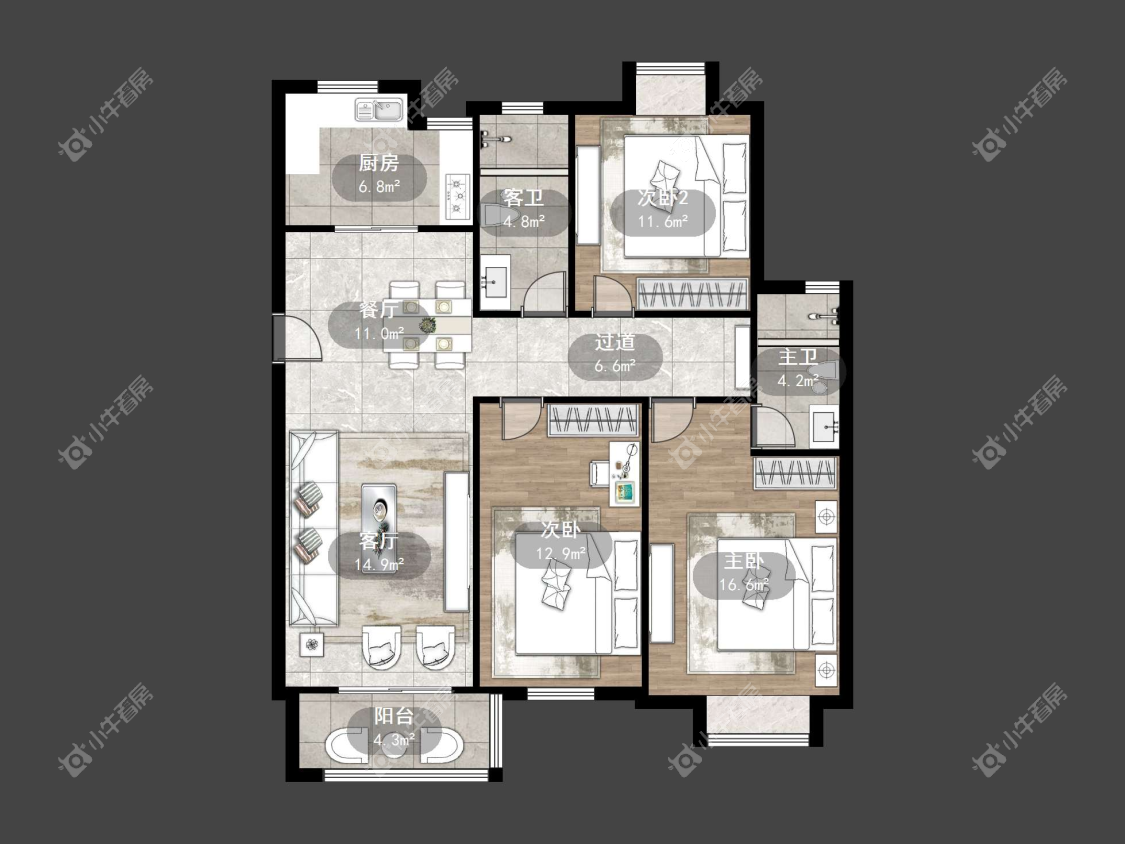 镇江澳都花城在售二手房源户型图_小牛看房