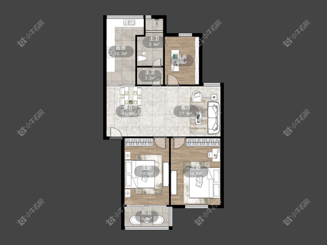 镇江紫荆花园在售二手房源户型图_小牛看房