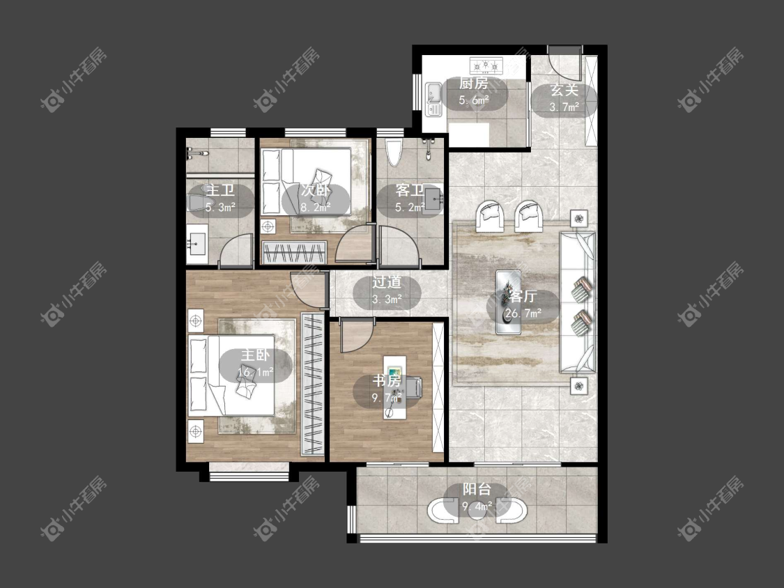 镇江融创华南映在售二手房源户型图_小牛看房