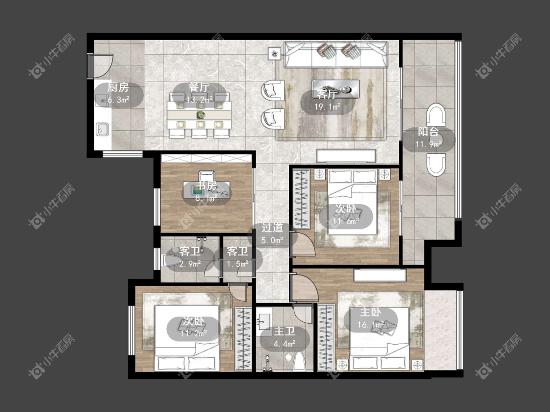 镇江融创华南映在售二手房源户型图_小牛看房