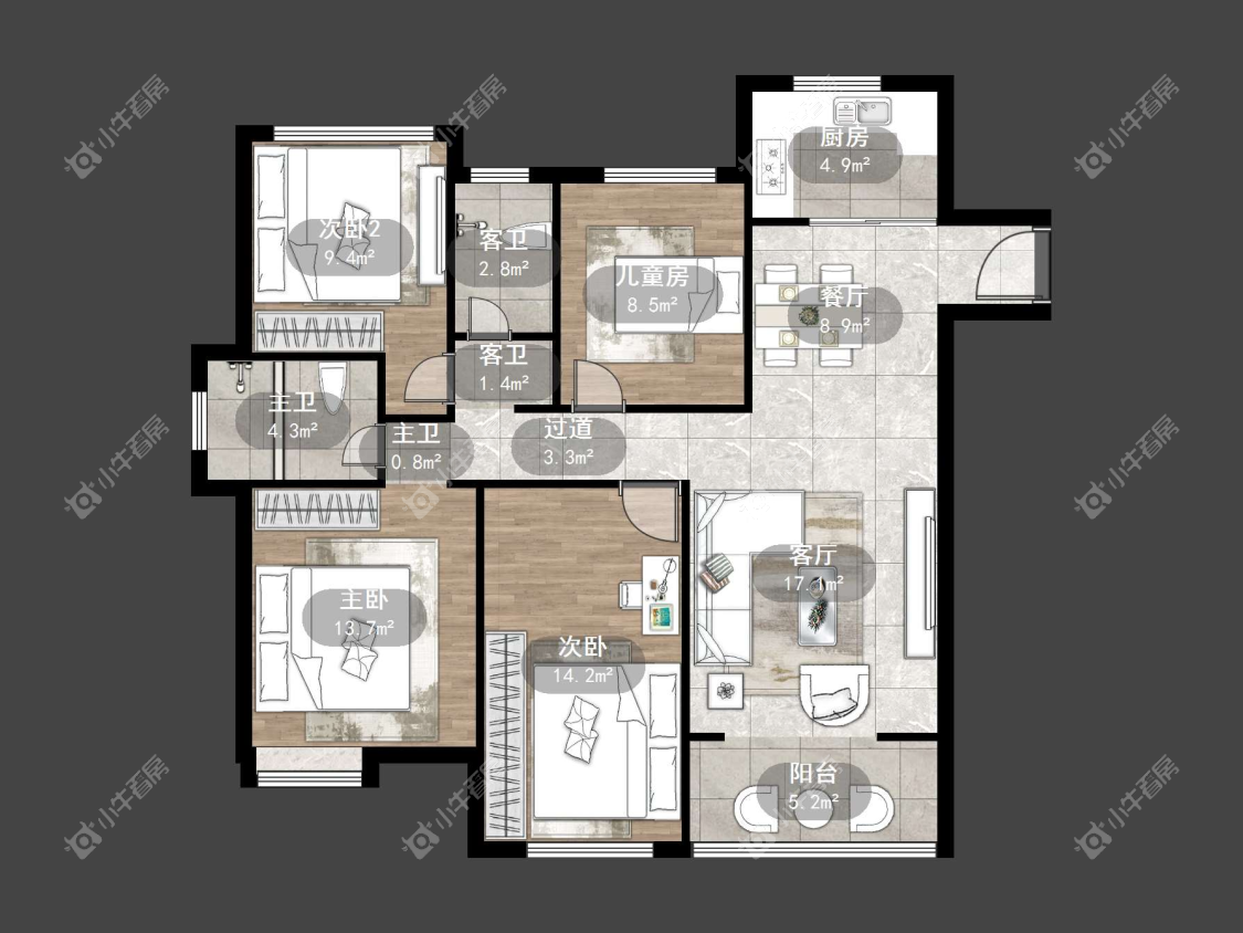 镇江中南君悦府中南一期在售二手房源户型图_小牛看房