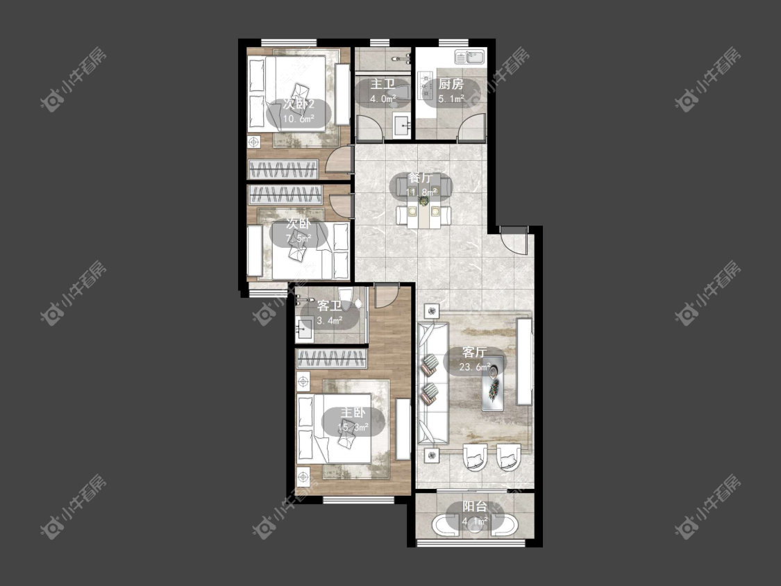 镇江天福花园在售二手房源户型图_小牛看房