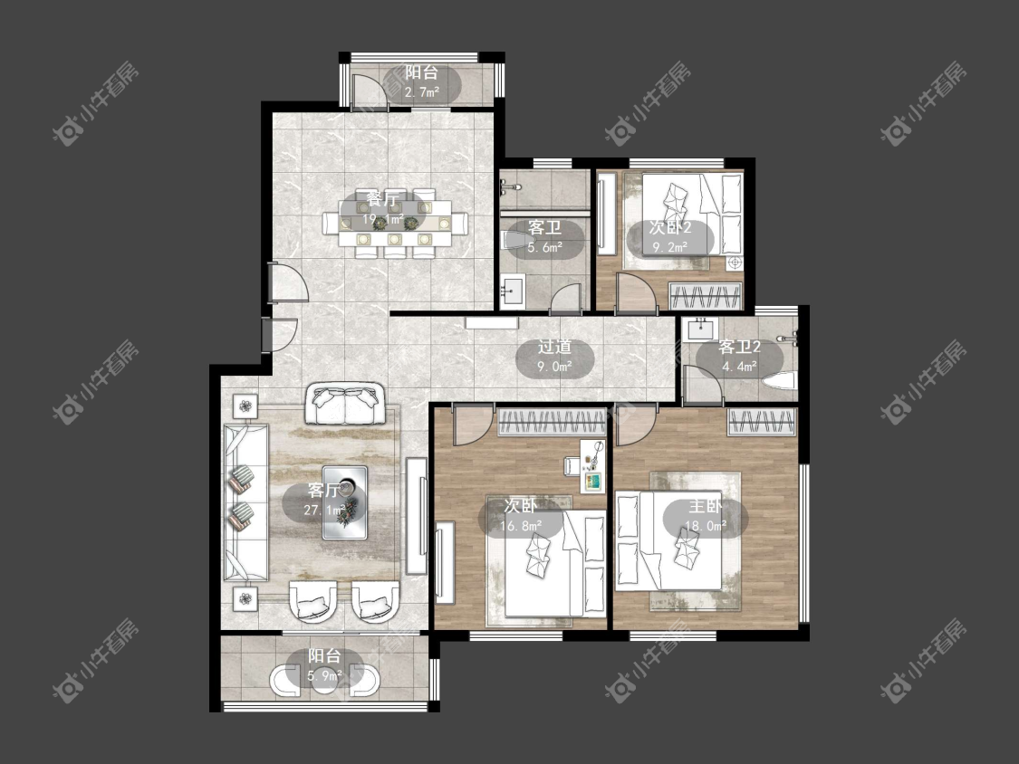 镇江天波城在售二手房源户型图_小牛看房