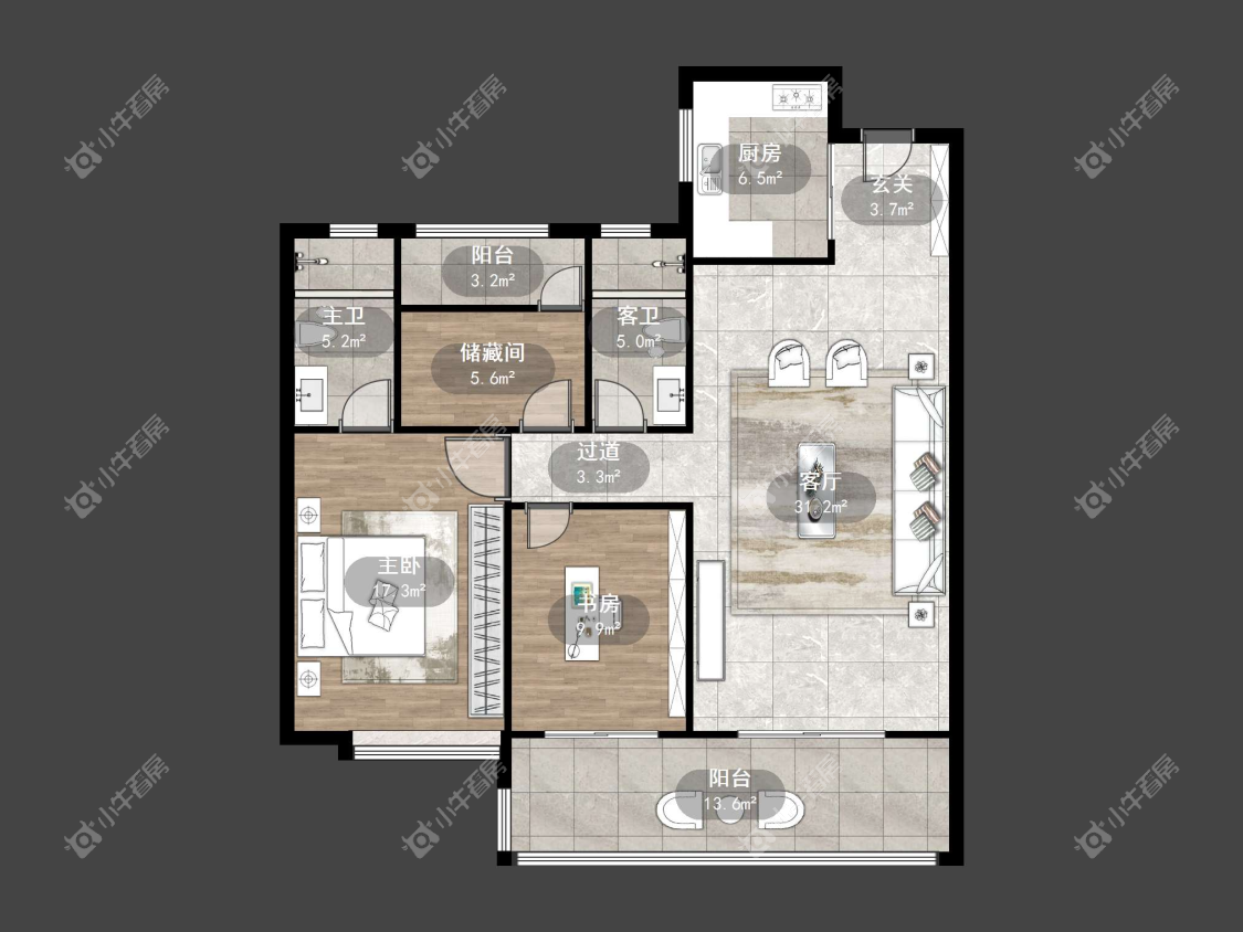 镇江璞悦观邸在售二手房源户型图_小牛看房