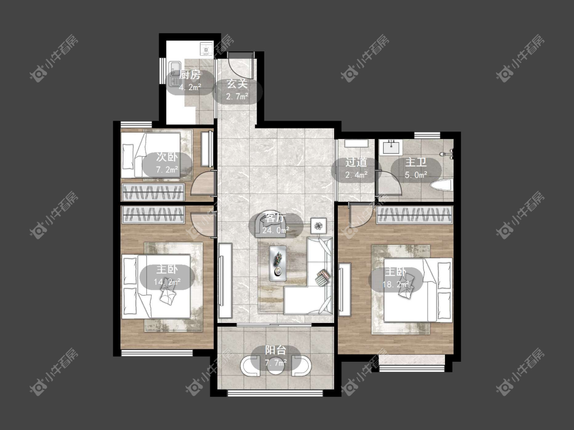 镇江昆仑华府在售二手房源户型图_小牛看房