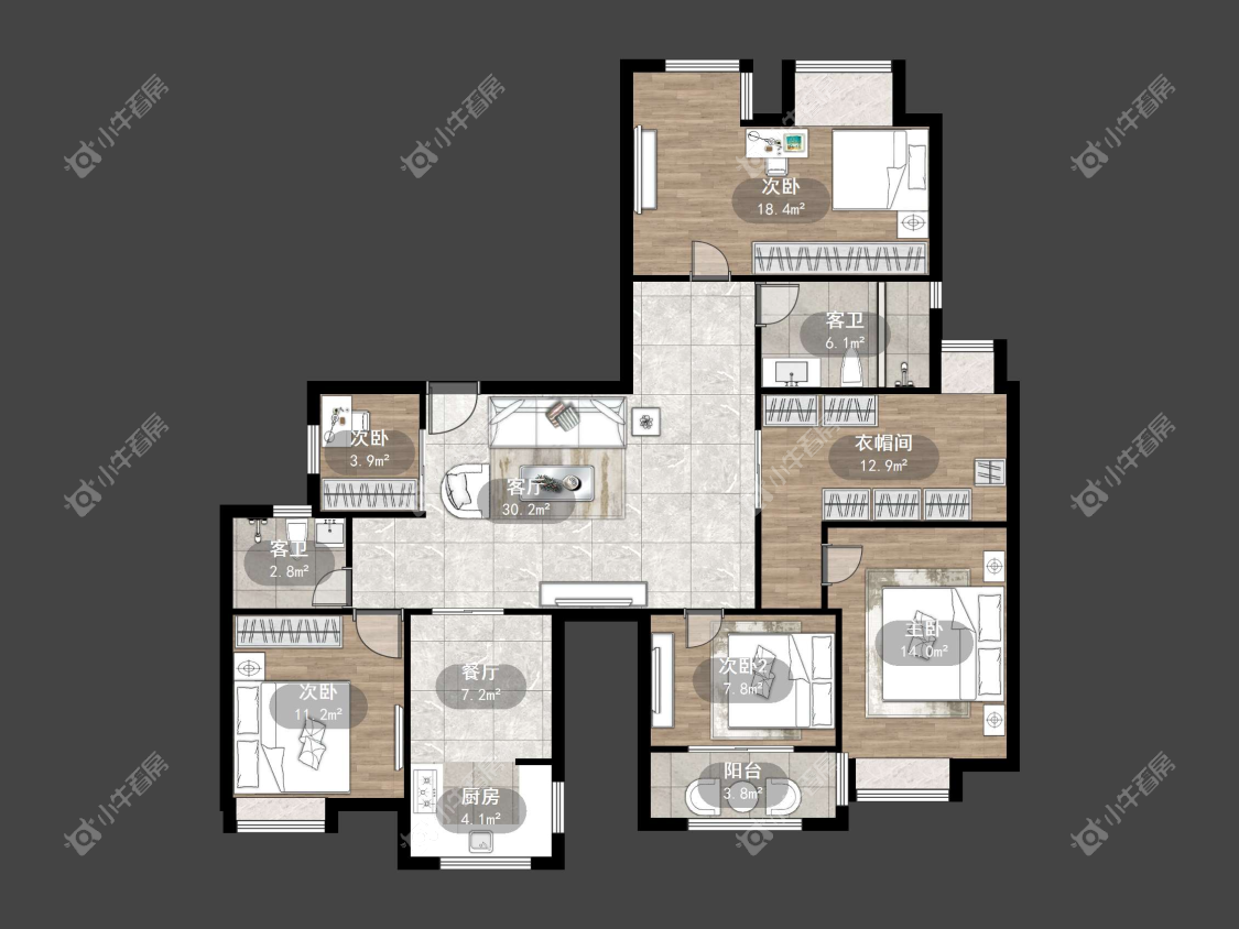 镇江荣城国际一期在售二手房源户型图_小牛看房