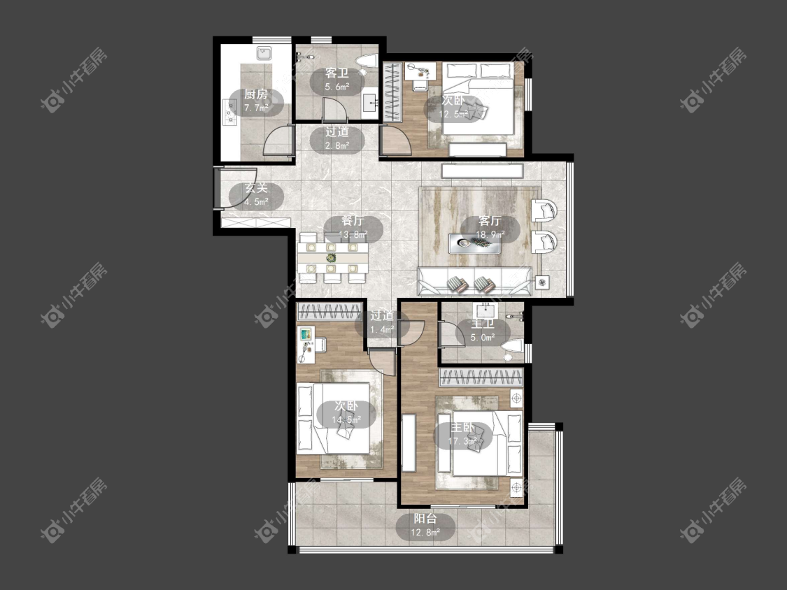 镇江天波城在售二手房源户型图_小牛看房