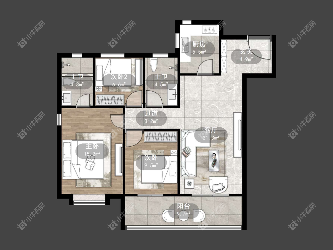 镇江融创华南映在售二手房源户型图_小牛看房