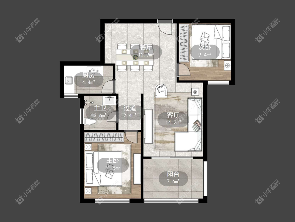 镇江信达香堤国际在售二手房源户型图_小牛看房