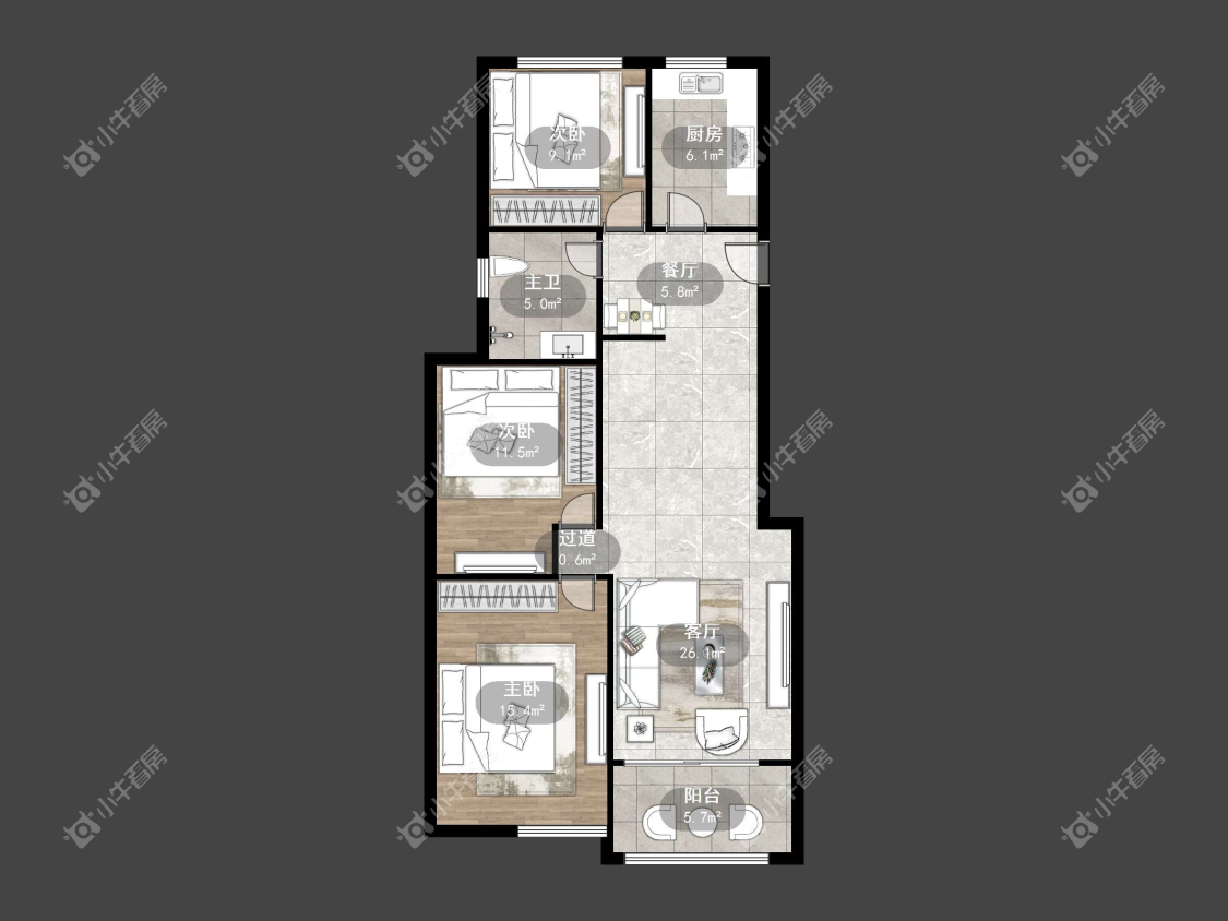 镇江紫竹园在售二手房源户型图_小牛看房