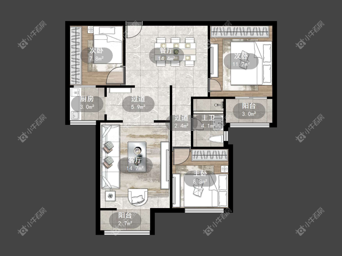 镇江御河熙岸在售二手房源户型图_小牛看房