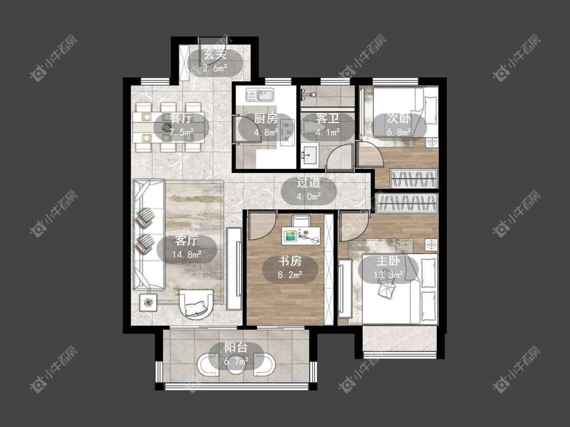 镇江融创华南映在售二手房源户型图_小牛看房