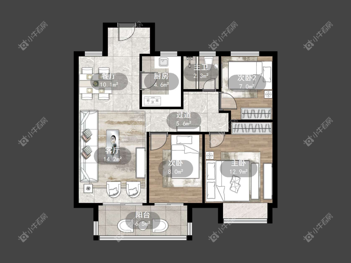 镇江融创华南映在售二手房源户型图_小牛看房