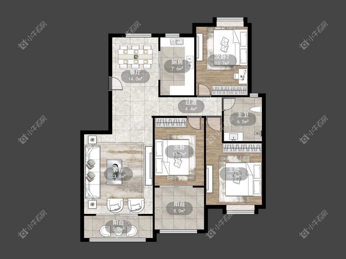 镇江华都锦城在售二手房源户型图_小牛看房