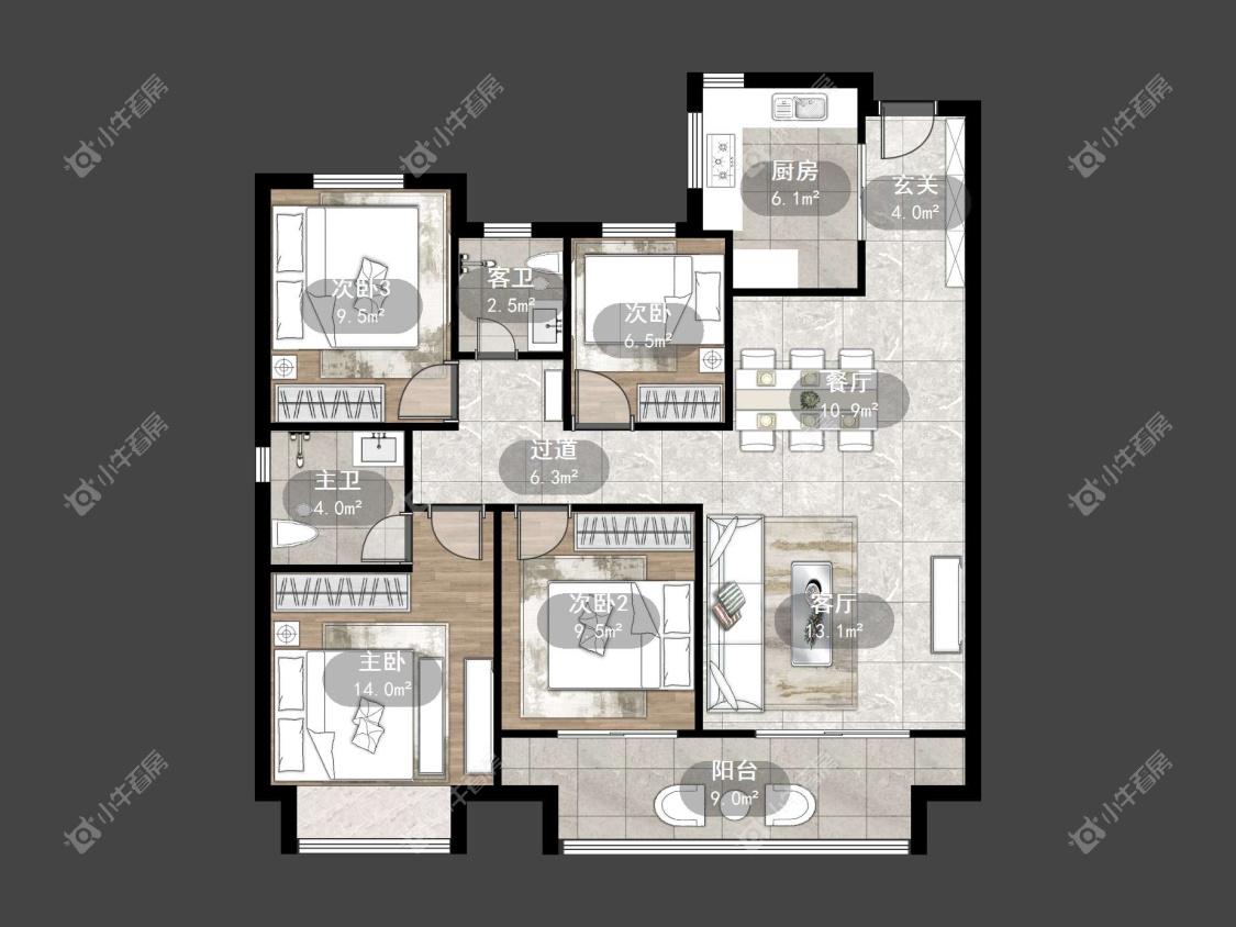镇江融创华南映在售二手房源户型图_小牛看房