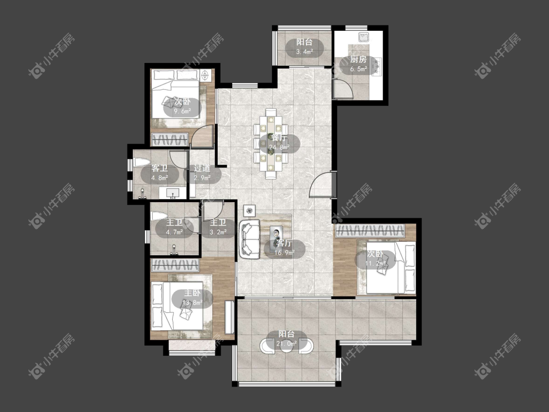 镇江天波城在售二手房源户型图_小牛看房