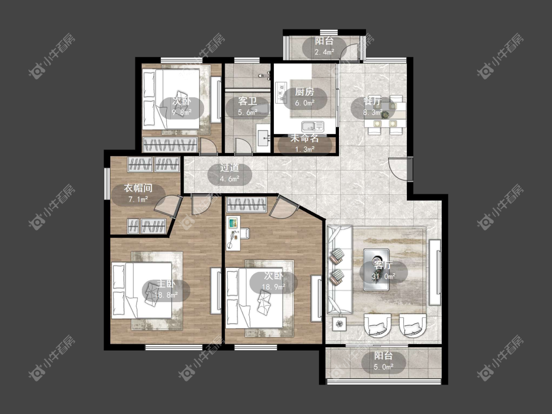 镇江天波城在售二手房源户型图_小牛看房