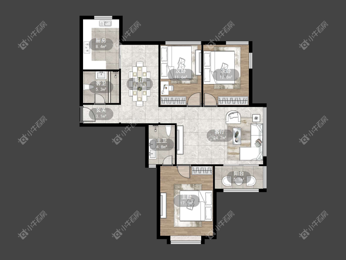 镇江澳都花城在售二手房源户型图_小牛看房
