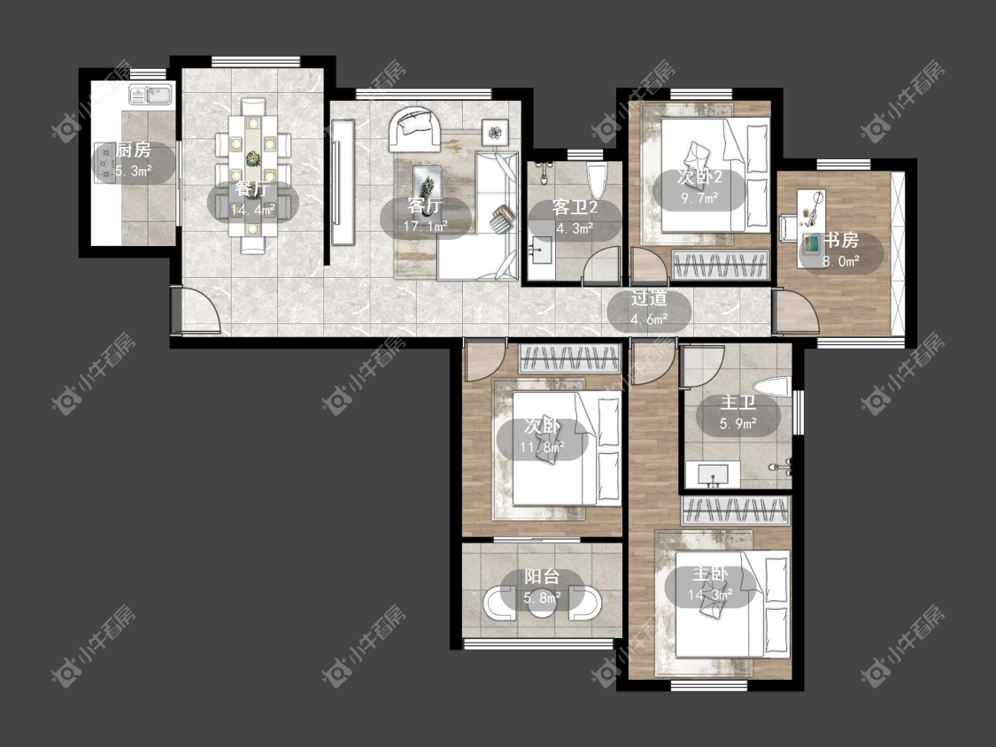 镇江御河熙岸在售二手房源户型图_小牛看房