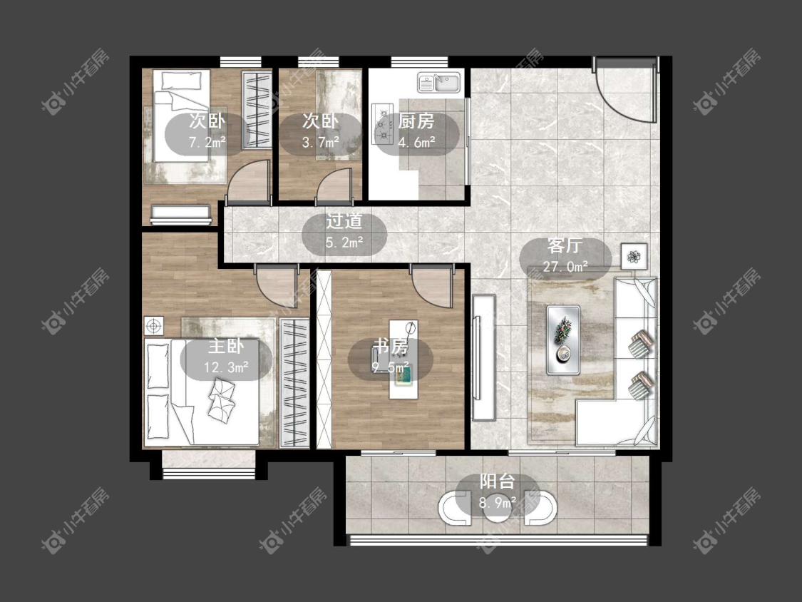 镇江中海时代都会在售二手房源户型图_小牛看房
