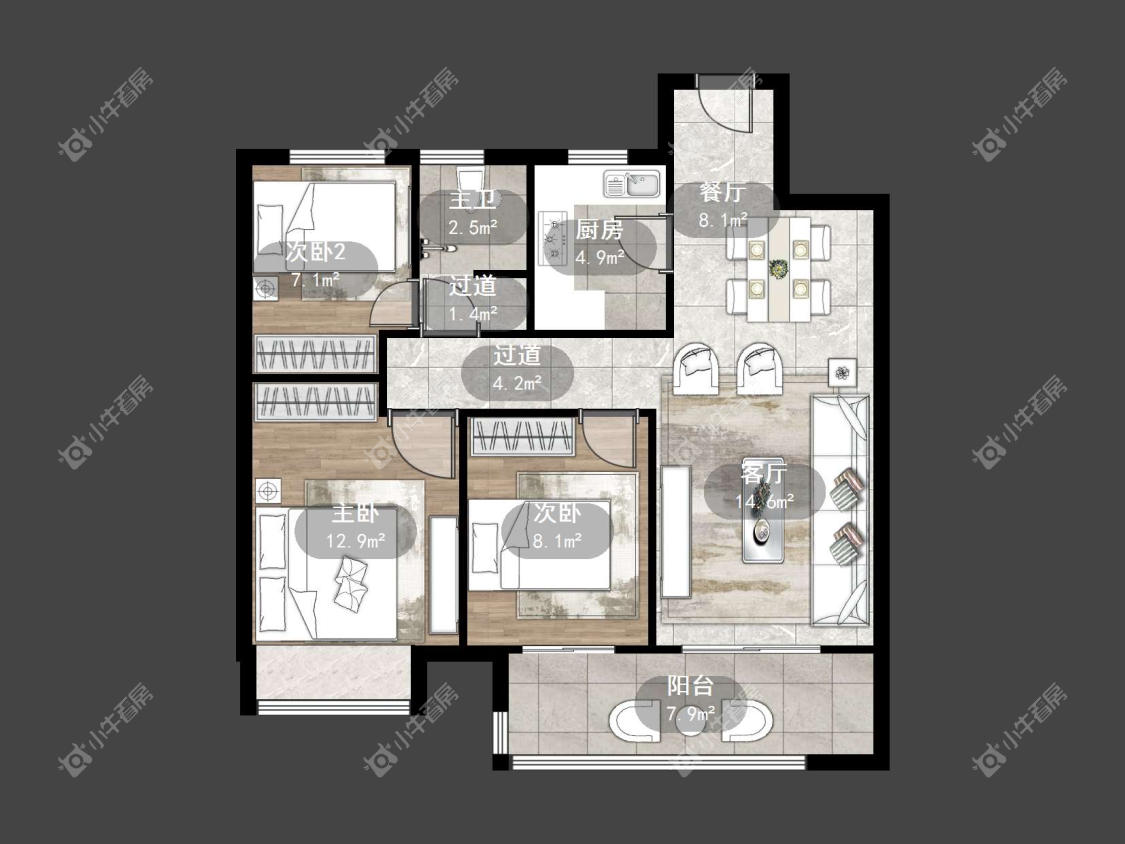 镇江融创华南映在售二手房源户型图_小牛看房