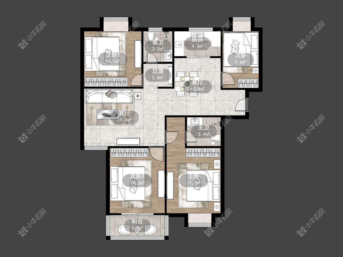 镇江南门花园在售二手房源户型图_小牛看房