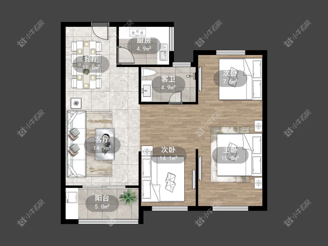 镇江华都幸福里在售二手房源户型图_小牛看房