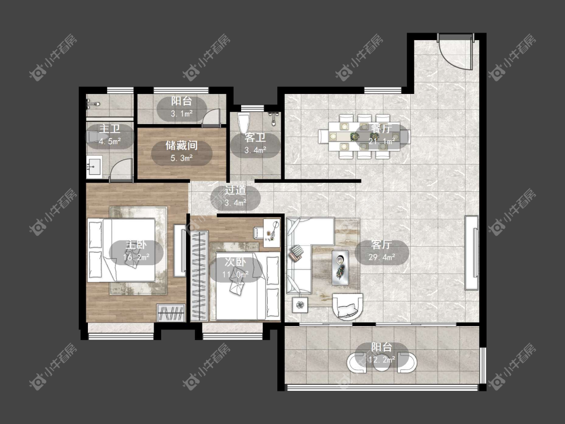 镇江远洋心里在售二手房源户型图_小牛看房