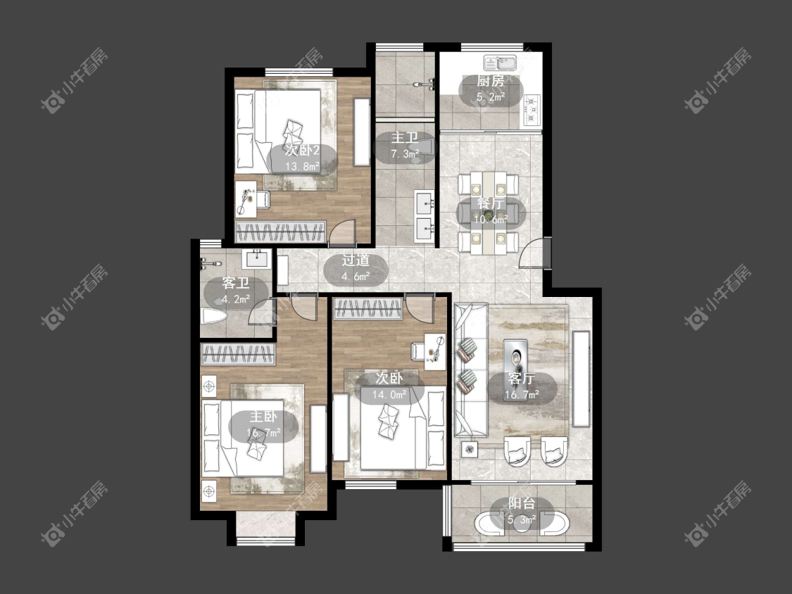 镇江水岸春天在售二手房源户型图_小牛看房