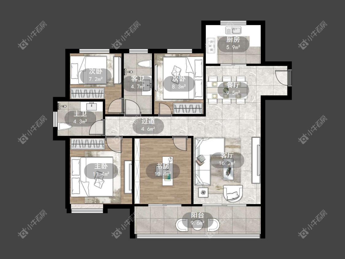 镇江中南君悦府中南一期在售二手房源户型图_小牛看房