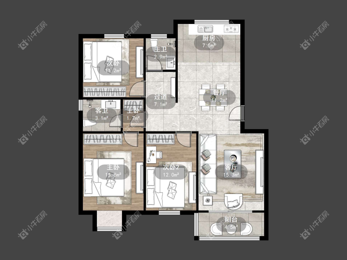镇江迈村新城在售二手房源户型图_小牛看房