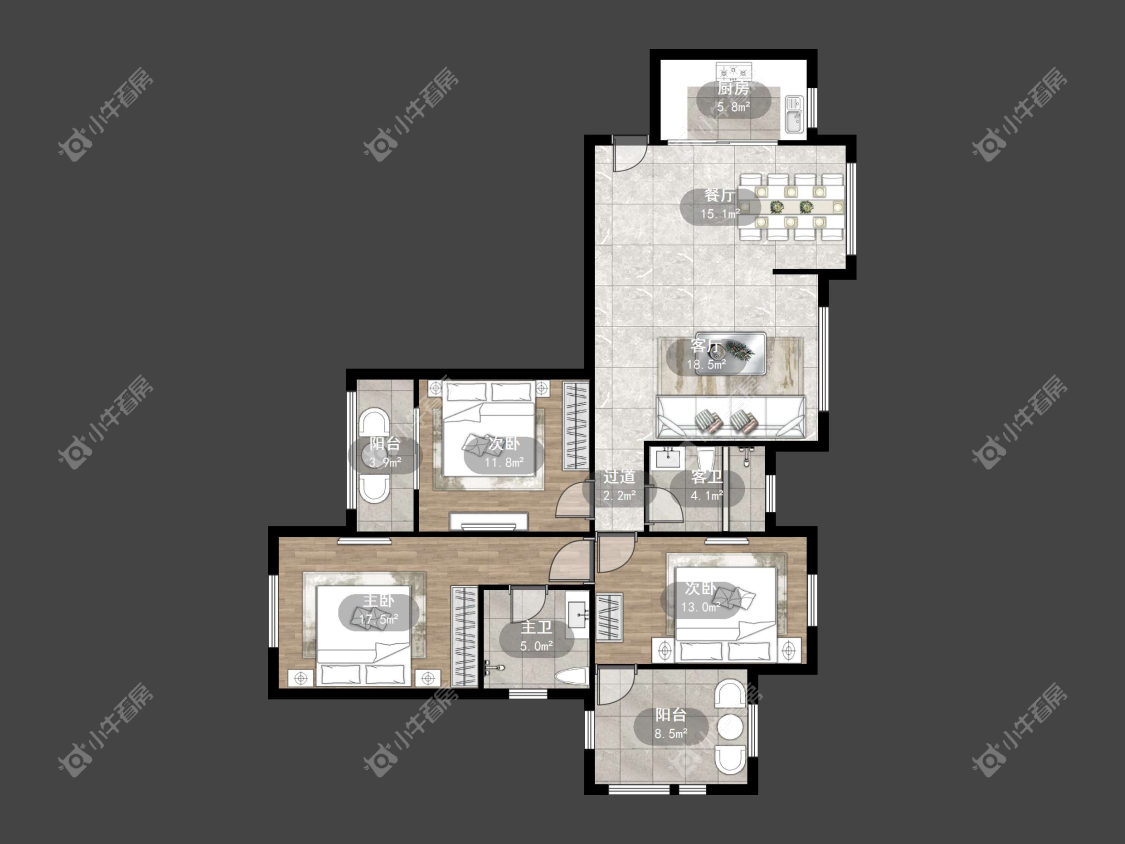 镇江御河熙岸在售二手房源户型图_小牛看房