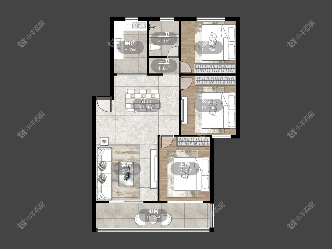 镇江华南园中园在售二手房源户型图_小牛看房