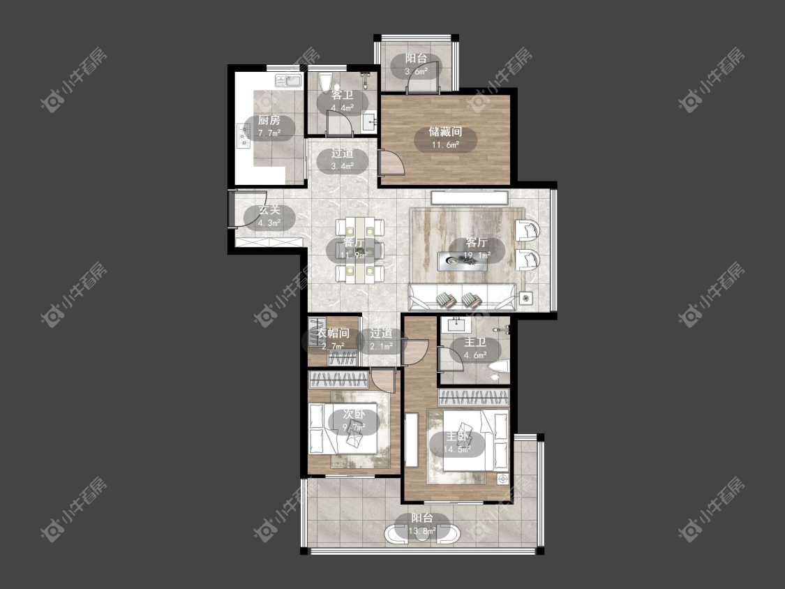 镇江天波城在售二手房源户型图_小牛看房