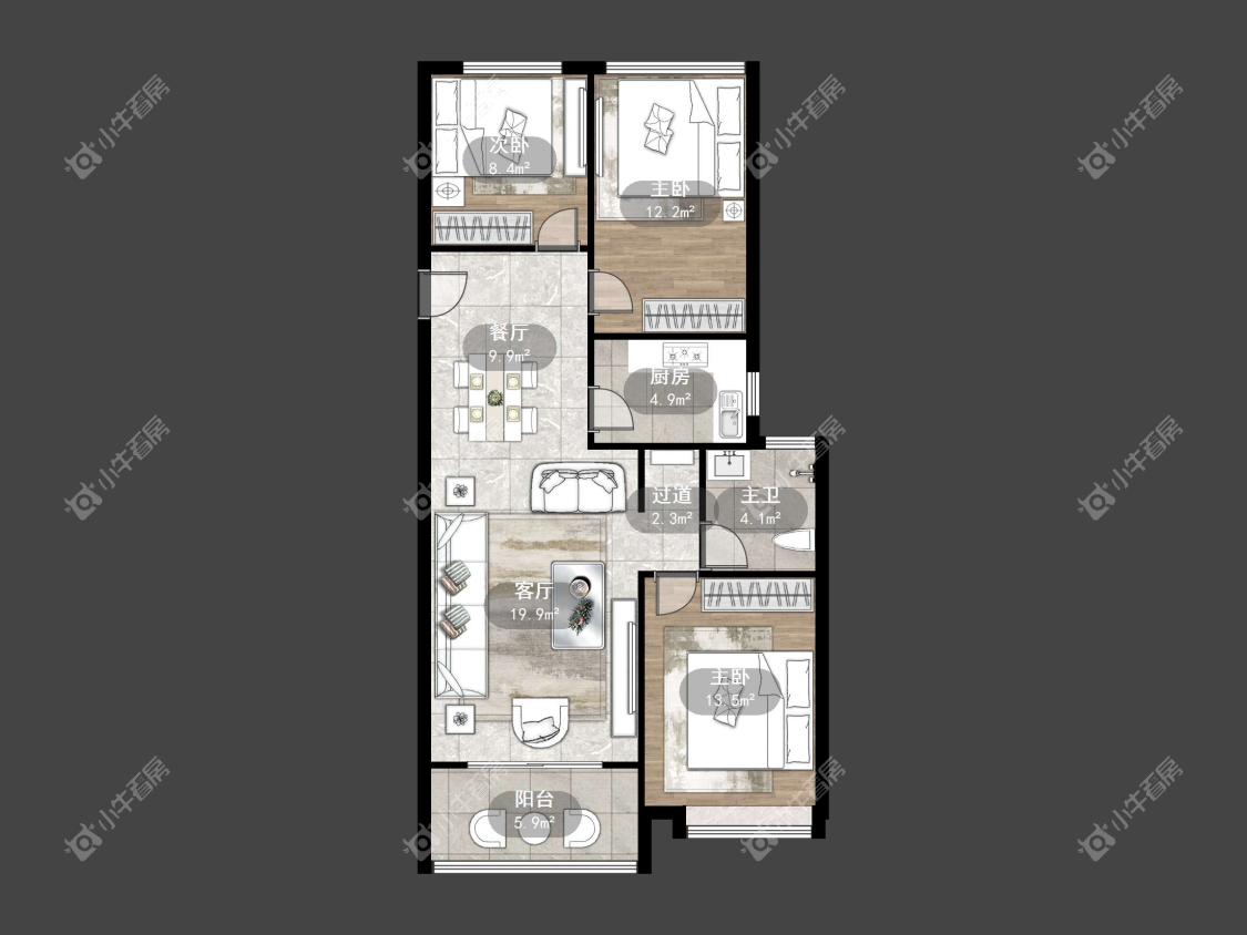 镇江华都幸福里在售二手房源户型图_小牛看房